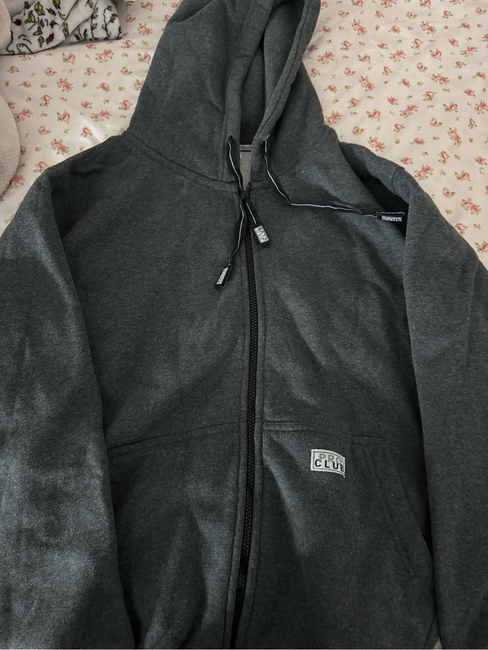 Pro Club Men's Dark Gray Full-Zip Hoodie